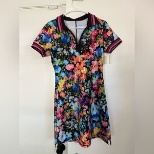 Johnny Was - Colorful Floral Polo Active Dress with Black Background